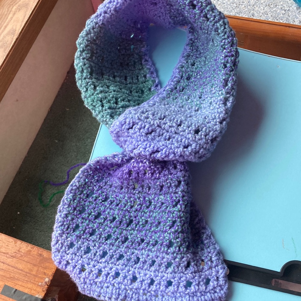 Hand crochet key hole scarf